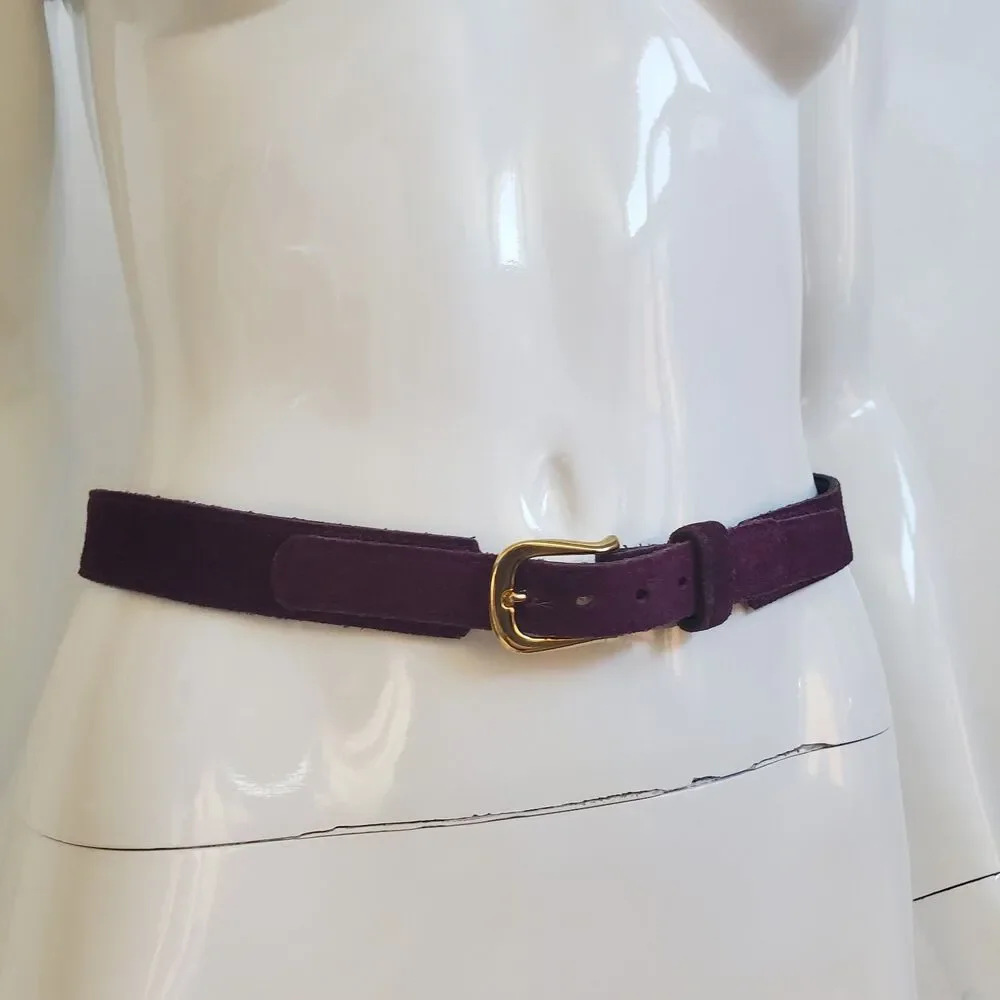 Vintage 80s Purple Suede Leather Belt